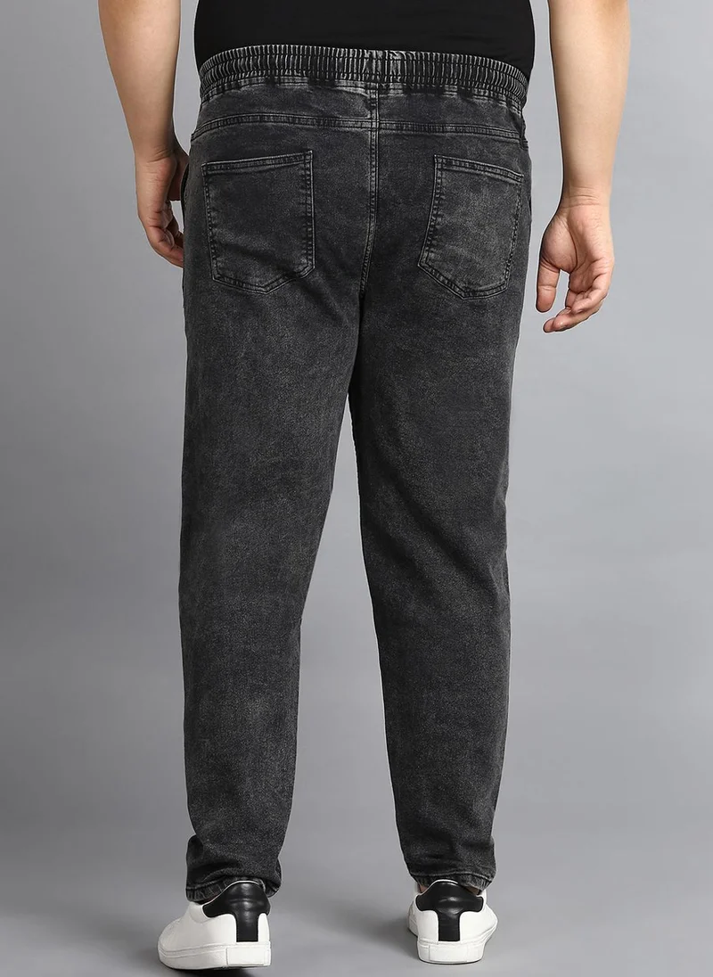 Urbano Fashion  Urbano Plus Men's Charcoal Black Regular Fit Washed Jogger Jeans Stretchable for Men | Best Price UAE